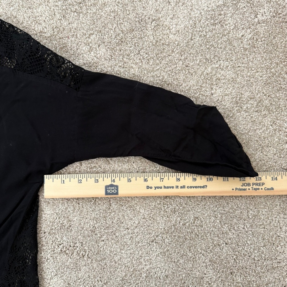 VTG Wet Seal Black Lace Collared Button Front Tie Waist Shirt‎ Womens Size M - Picture 10 of 10